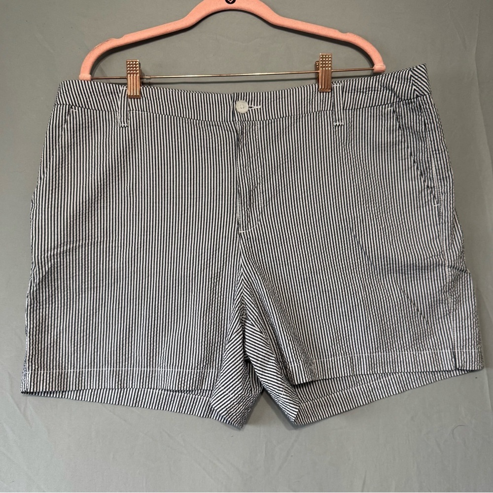 TNL Mode Womens Coastal Stripe Shorts Size 18 Navy White Stretch Beach Resort